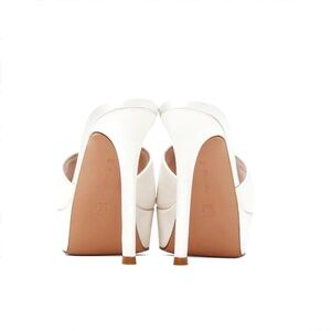 Gianvito Rossi White Satin Platform Heeled Stiletto Sandals
